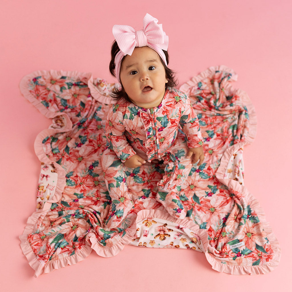 Poinsettia & Ginger Posh Ruffled Luxette Patoo® Blanket
