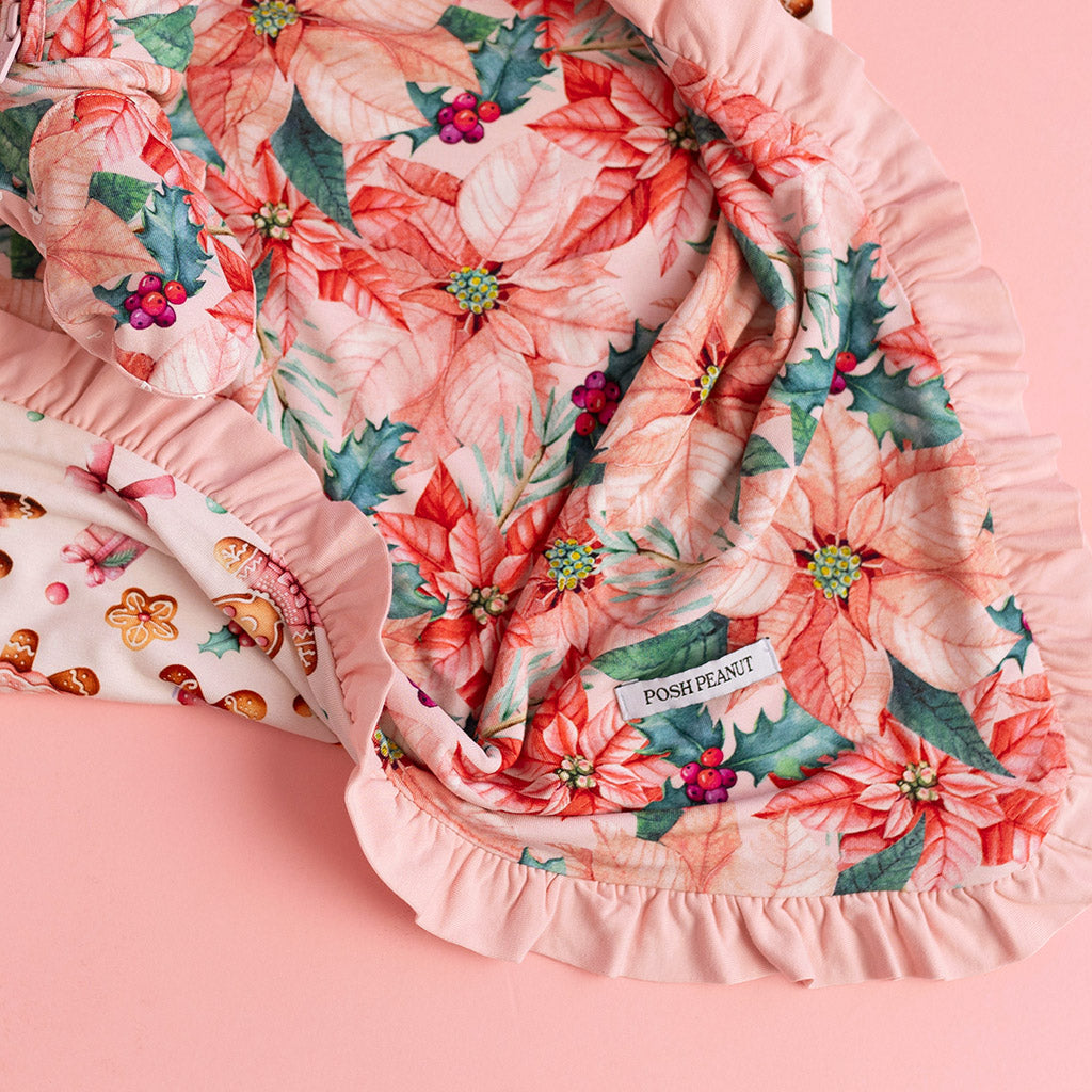 Poinsettia & Ginger Posh Ruffled Luxette Patoo® Blanket