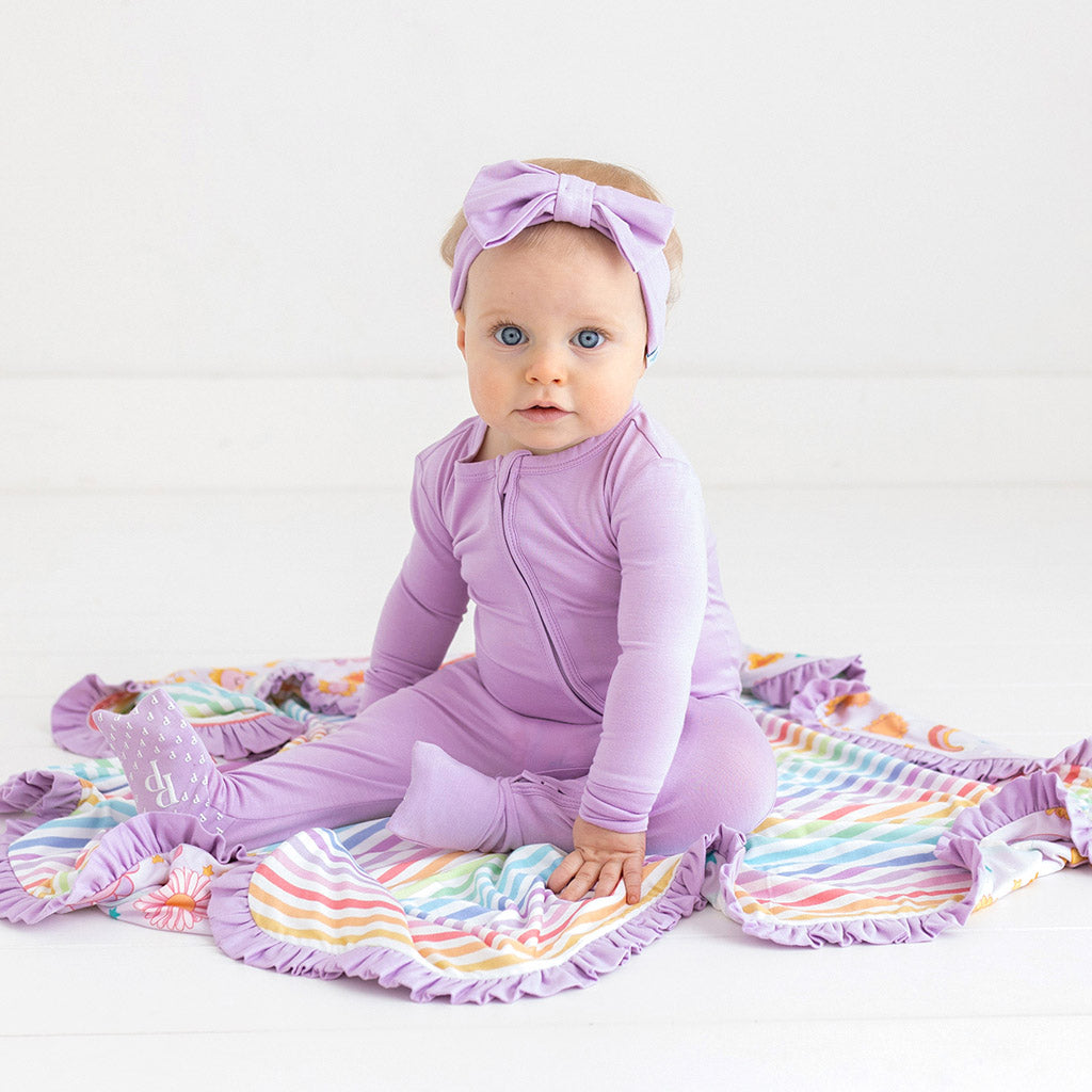 Raya & Rainbow Day Stripe Ruffled Luxette Patoo® Blanket