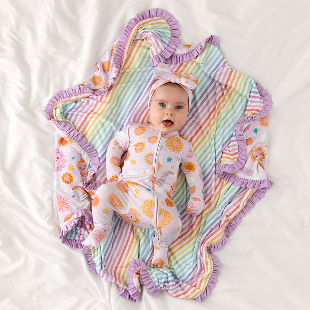 Raya & Rainbow Day Stripe Ruffled Luxette Patoo® Blanket