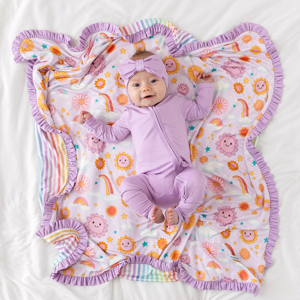 Raya & Rainbow Day Stripe Ruffled Luxette Patoo® Blanket