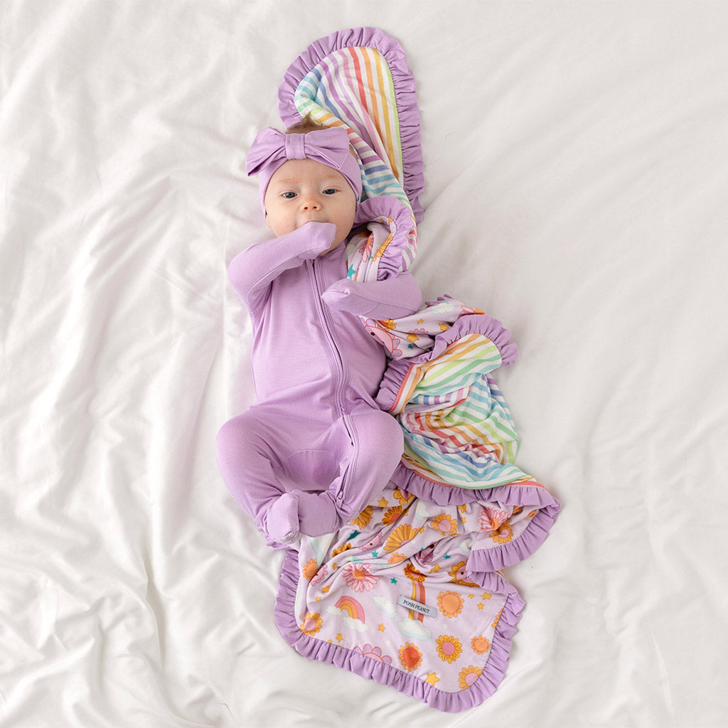 Raya & Rainbow Day Stripe Ruffled Luxette Patoo® Blanket