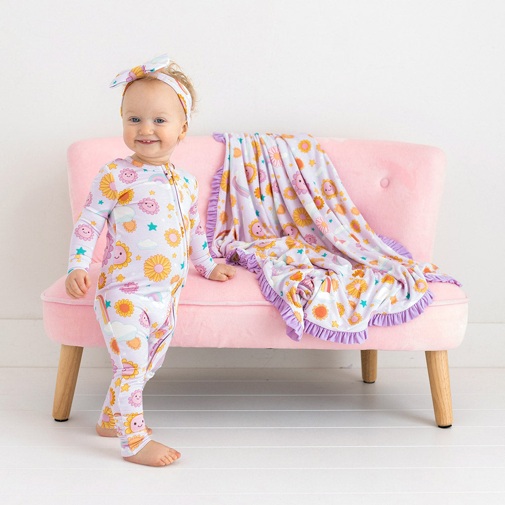 Raya & Rainbow Day Stripe Ruffled Luxette Patoo® Blanket