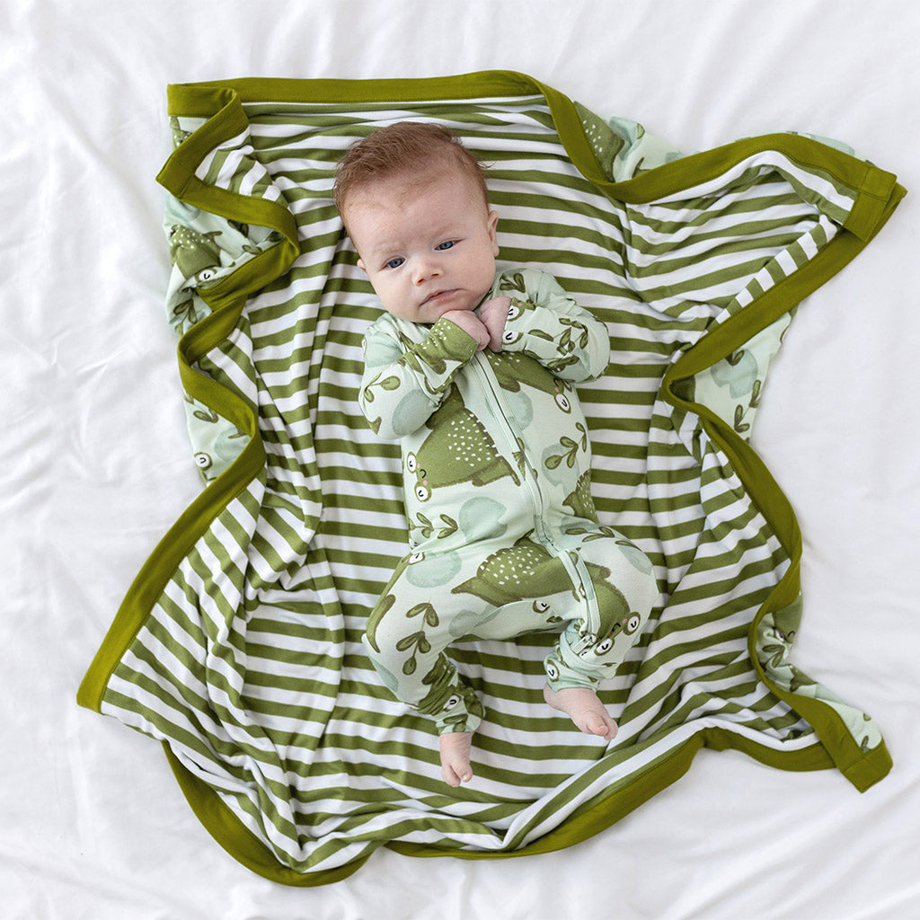 Ribbert & Froggy Green Stripe Luxette Patoo® Blanket