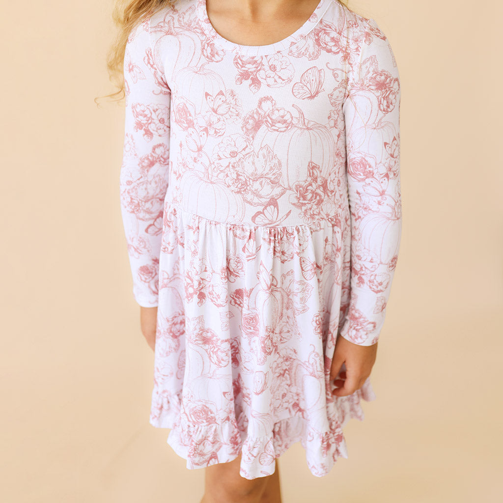 Toile de Pumpkin Ruffled Twirl Dress