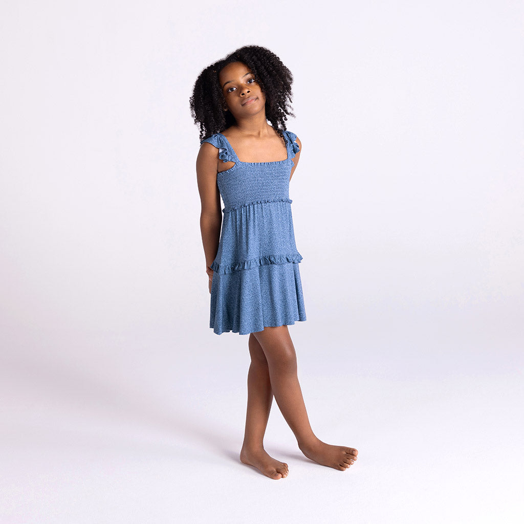Indigo Denim Smocked Babydoll Dress