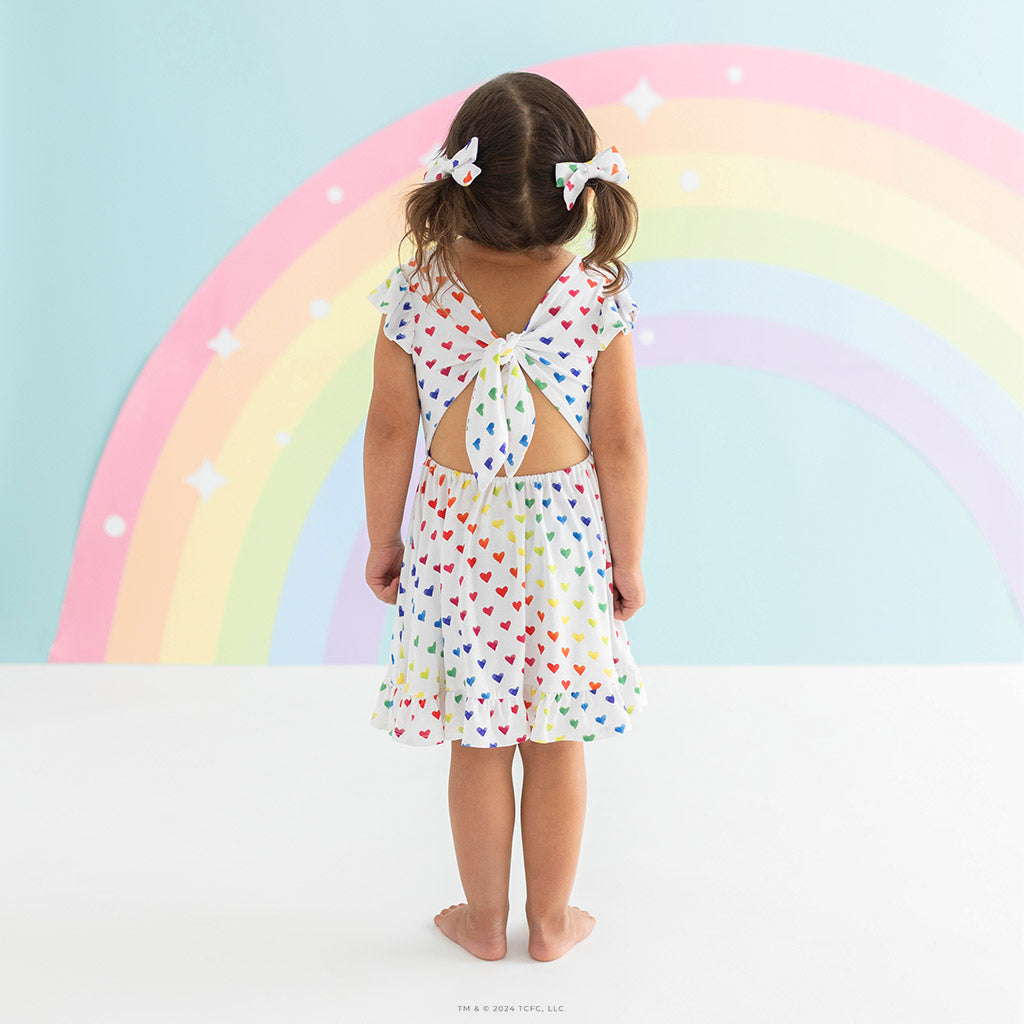 Care Bears™ Rainbow Hearts Tie Back Ruffled Twirl Dress