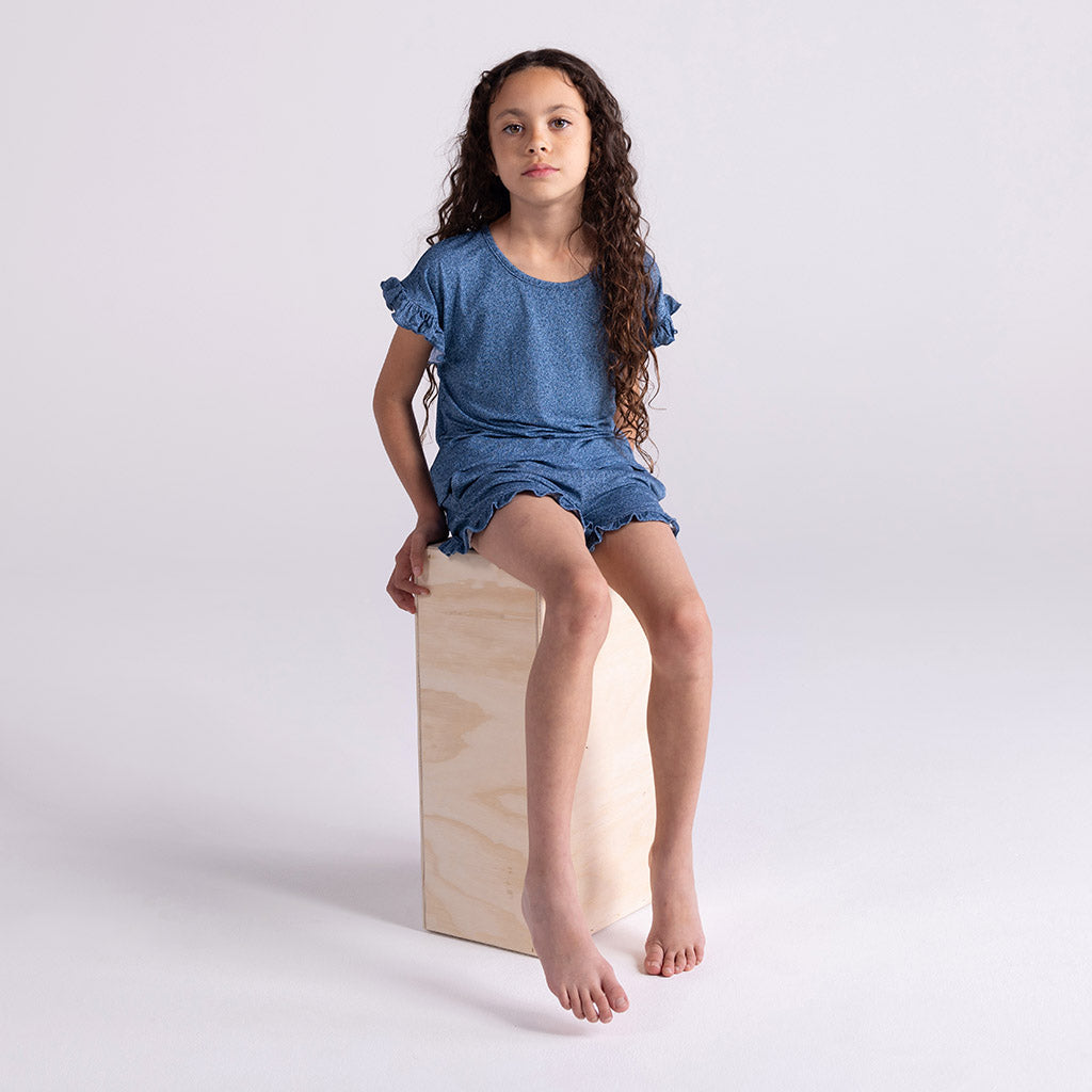 Indigo Denim Ruffled Tee