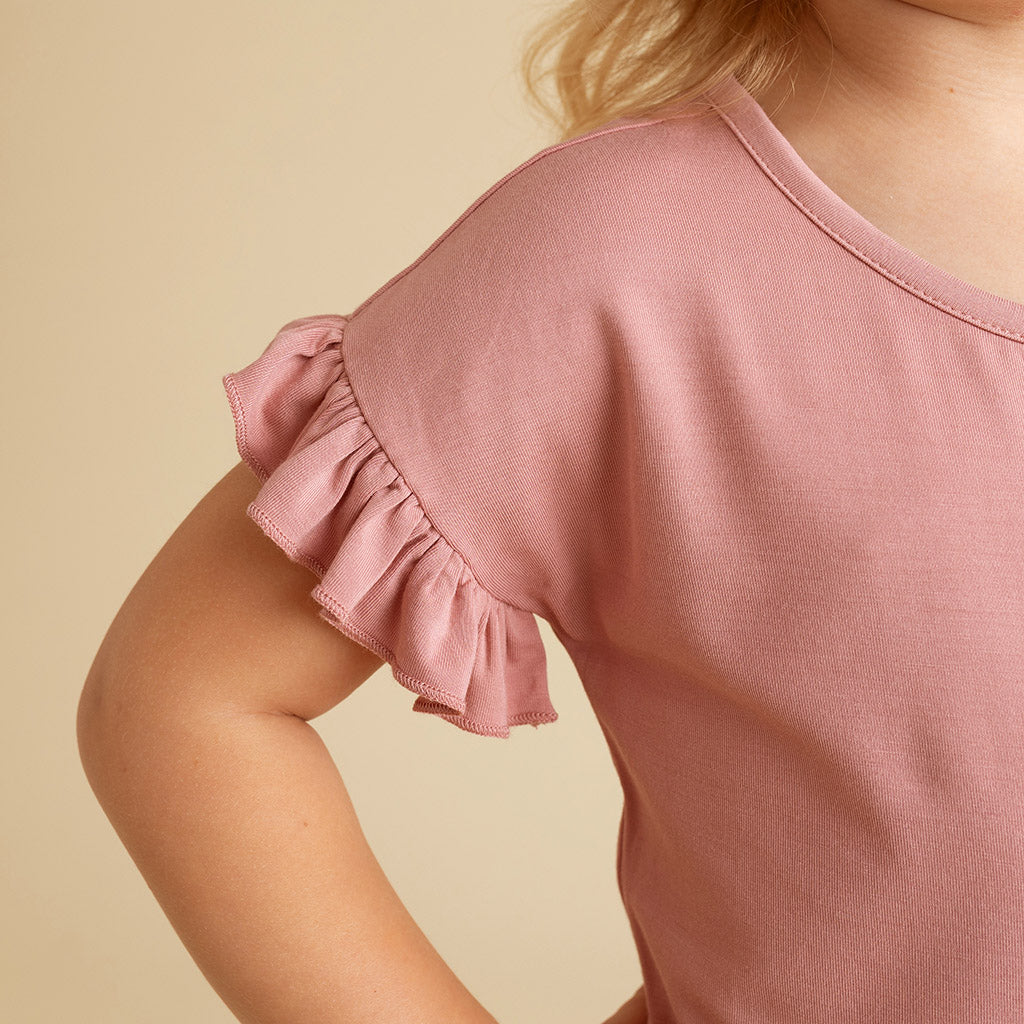 Dusty Rose Ruffled Tee