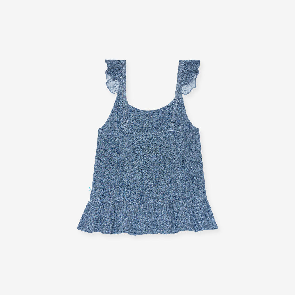 Indigo Denim Ruffled Tank
