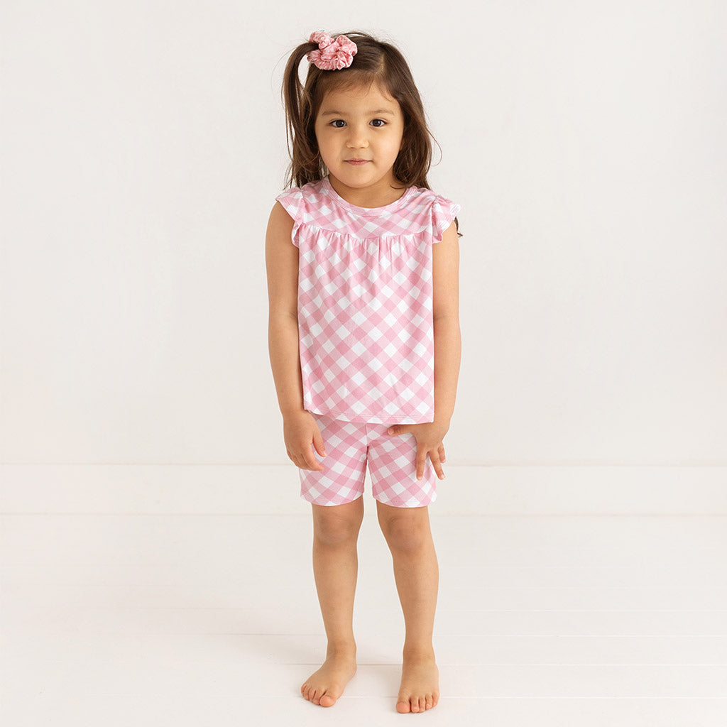 Dusty Rose Gingham Babydoll Top