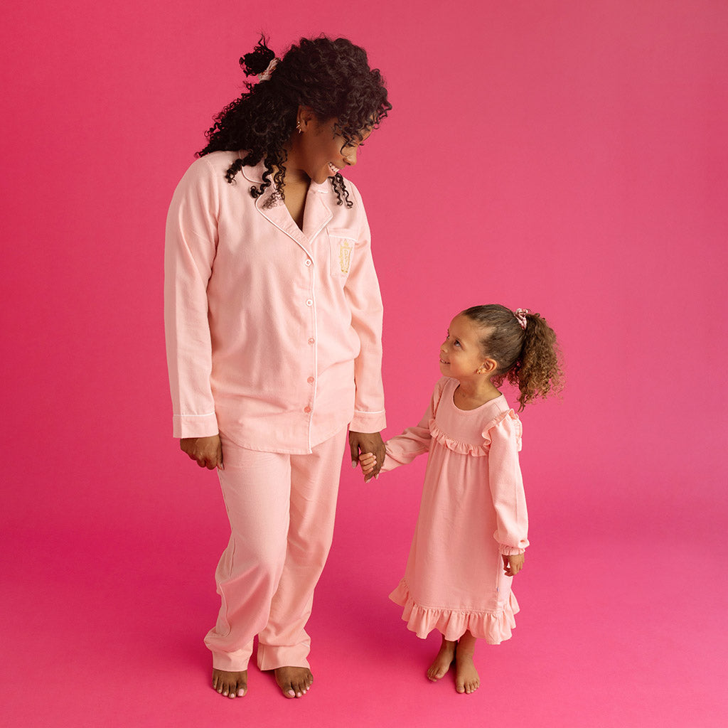 Powder Pink Women's Flannelette Luxe Pajama Set