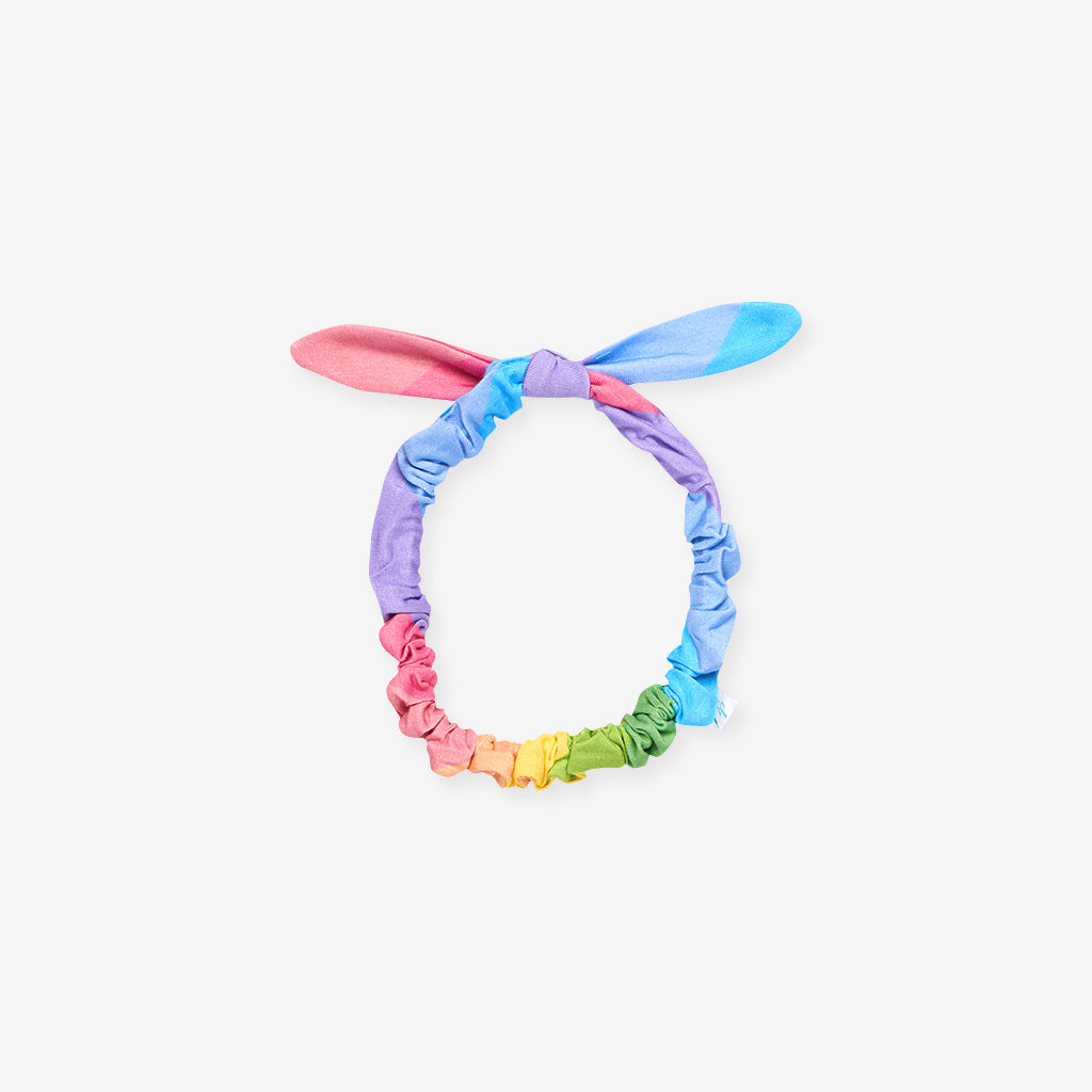 Rainbow Stripe Micro Bow Headwrap