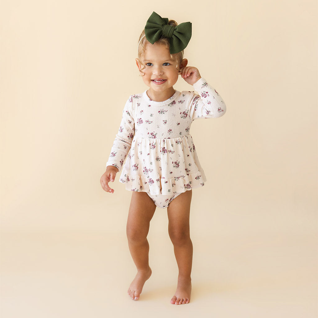 Maven Pointelle Ruffled Bodysuit Dress