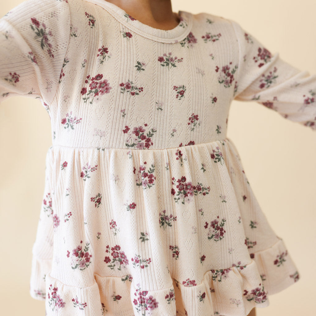 Maven Pointelle Ruffled Bodysuit Dress