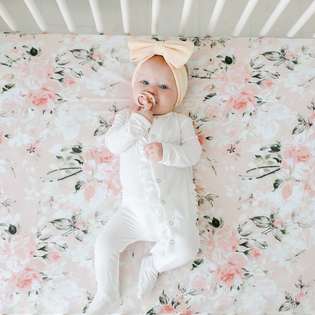 Vintage Pink Rose Crib Sheet