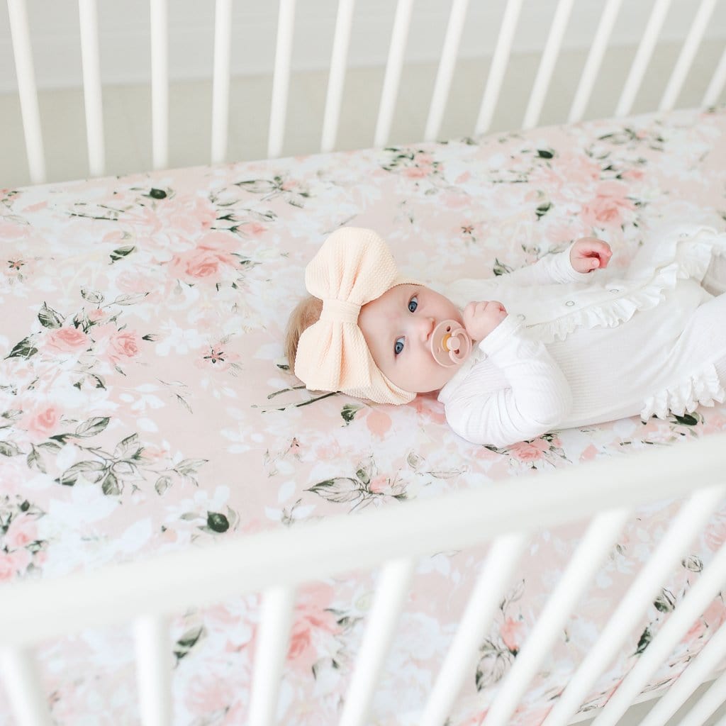 Vintage Pink Rose Crib Sheet