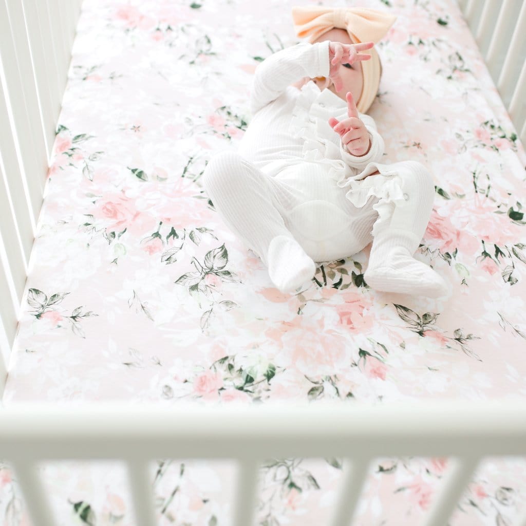 Vintage Pink Rose Crib Sheet